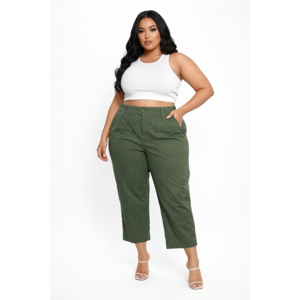 Liverpool Utility Cropped‎ Pants Women 16W Moss Green NWT